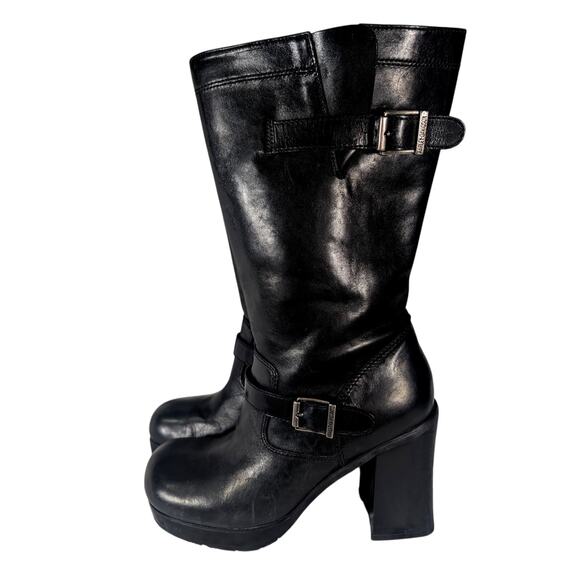 Harley Davidson Shoes - HARLEY DAVIDSON! BLACK GENUINE LEATHER, SQUARE-ISH TOE, CHUNKY HEEL BOOTS! 7.5M